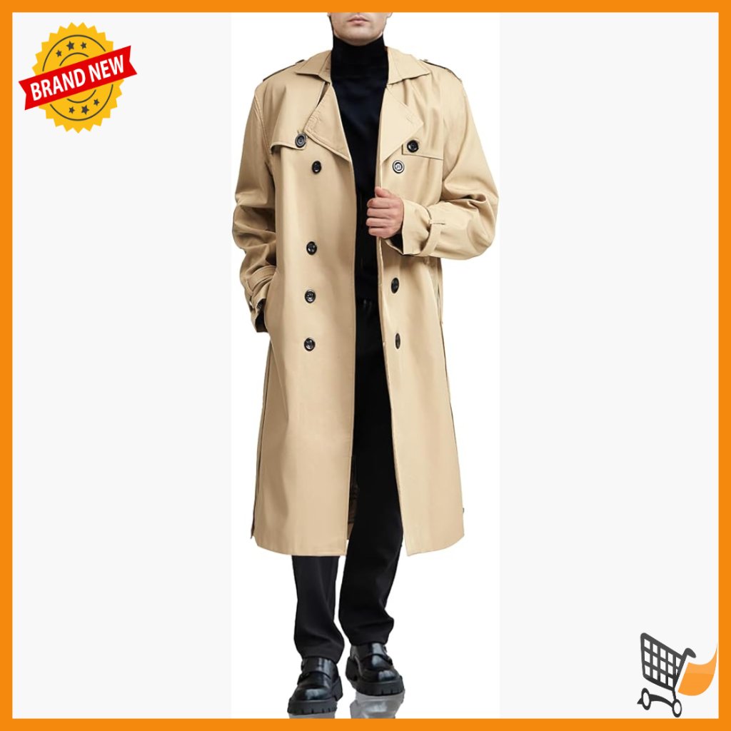 Men's Slim Fit Trench Coat, Waterproof Windbreaker, Business Casual Overcoat
